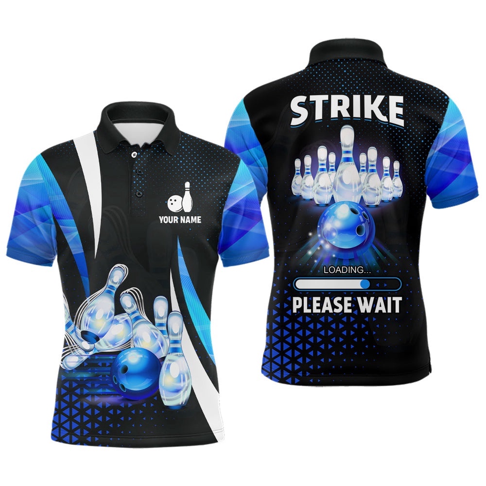Funny Mens Polo Bowling Shirt Custom Strike Loading Please Wait Team Bowling Polo Shirt Blue, Personalized Bowling Team Shirt Funny Mens Polo Bowling Shirt Custom Strike Loading Please Wait Team Bowling Polo Shirt Blue, Personalized Bowling Team Shirt