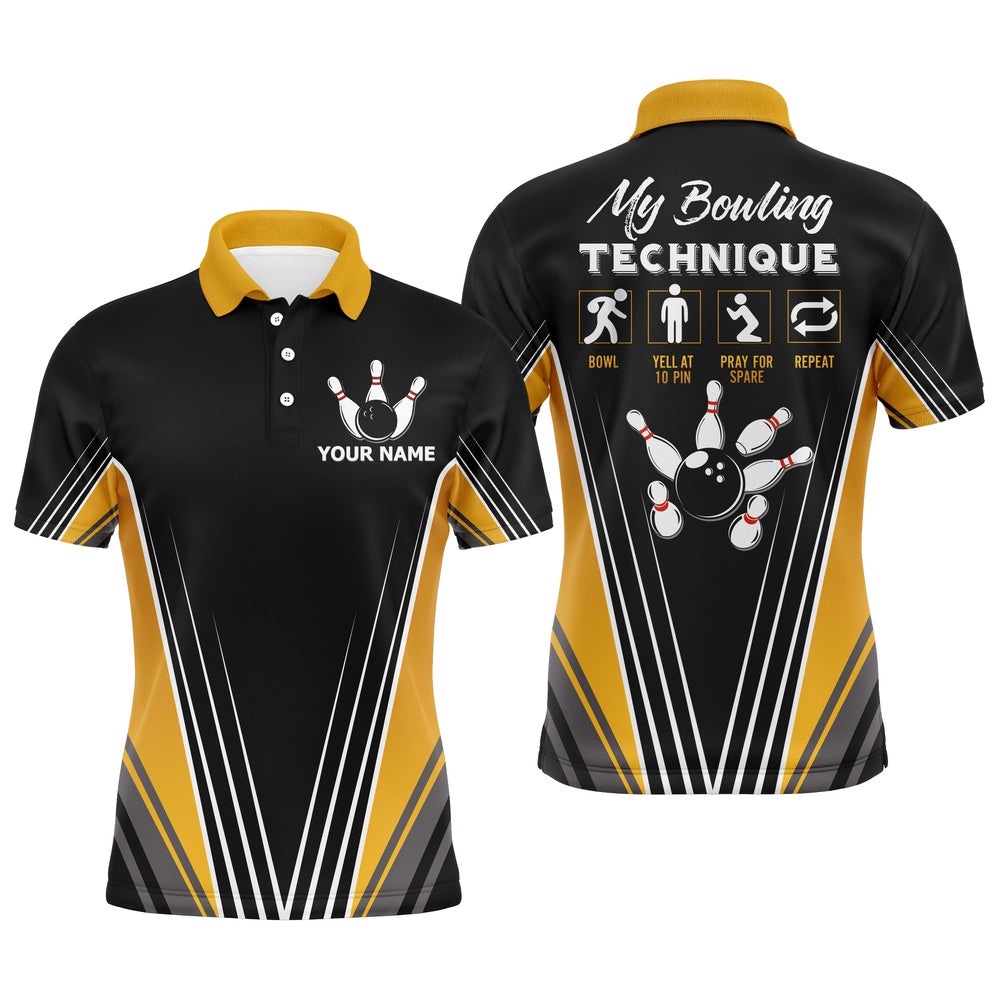 Funny Polo Bowling Shirt For Men Name Bowling Technique Vintage Bowler Polo Shirt, Personalized Bowling Team Shirt Funny Polo Bowling Shirt For Men Name Bowling Technique Vintage Bowler Polo Shirt, Personalized Bowling Team Shirt