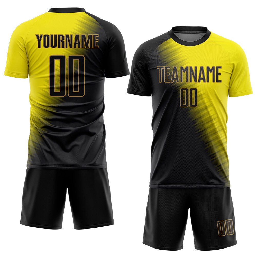 Gold Black Old Gold Sublimation Soccer Uniform Jersey, Custom Team Soccer Jersey Shirt Gold Black Old Gold Sublimation Soccer Uniform Jersey, Custom Team Soccer Jersey Shirt