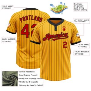 Gold Black Pinstripe Red Two Button Unisex Softball Jersey Custom Team Softball Jersey 3 x3aygi.jpg