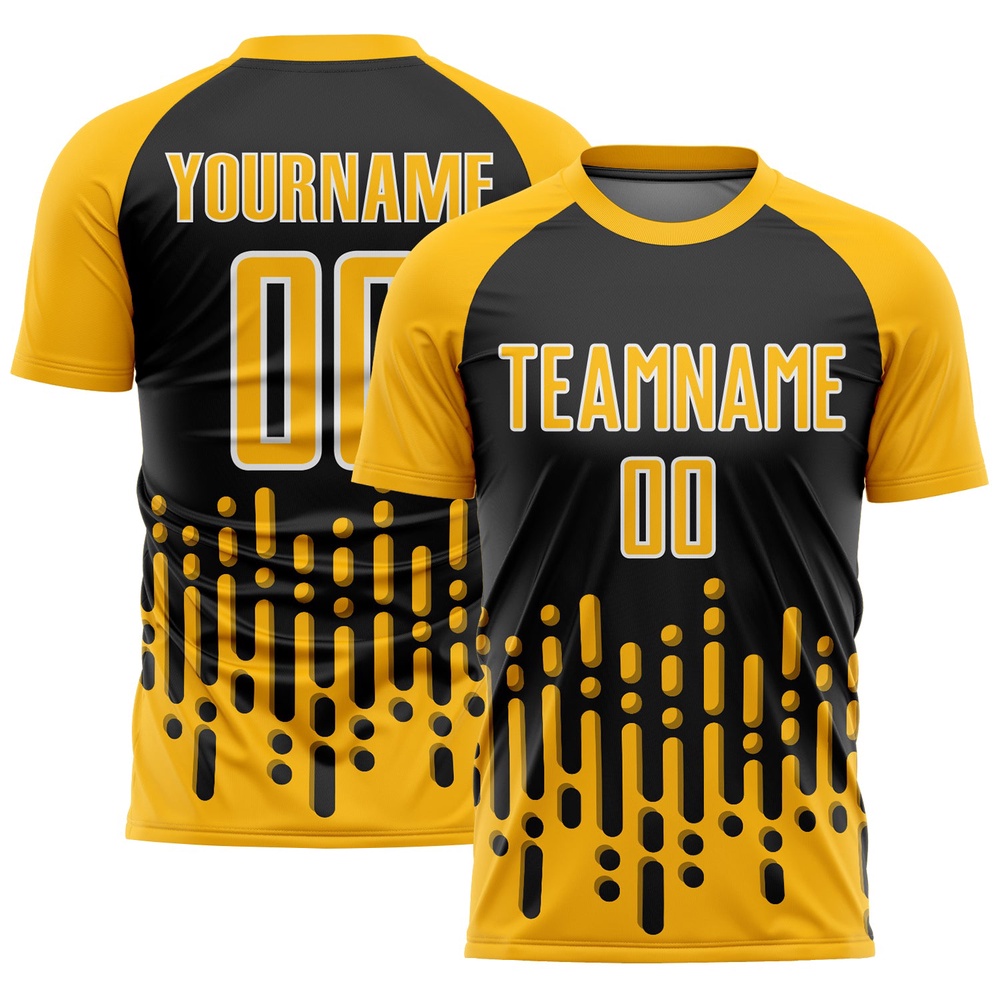Gold Black White Abstract Fluid Wave Sublimation Soccer Uniform Jersey, Custom Team Soccer Jersey Shirt Gold Black White Abstract Fluid Wave Sublimation Soccer Uniform Jersey, Custom Team Soccer Jersey Shirt