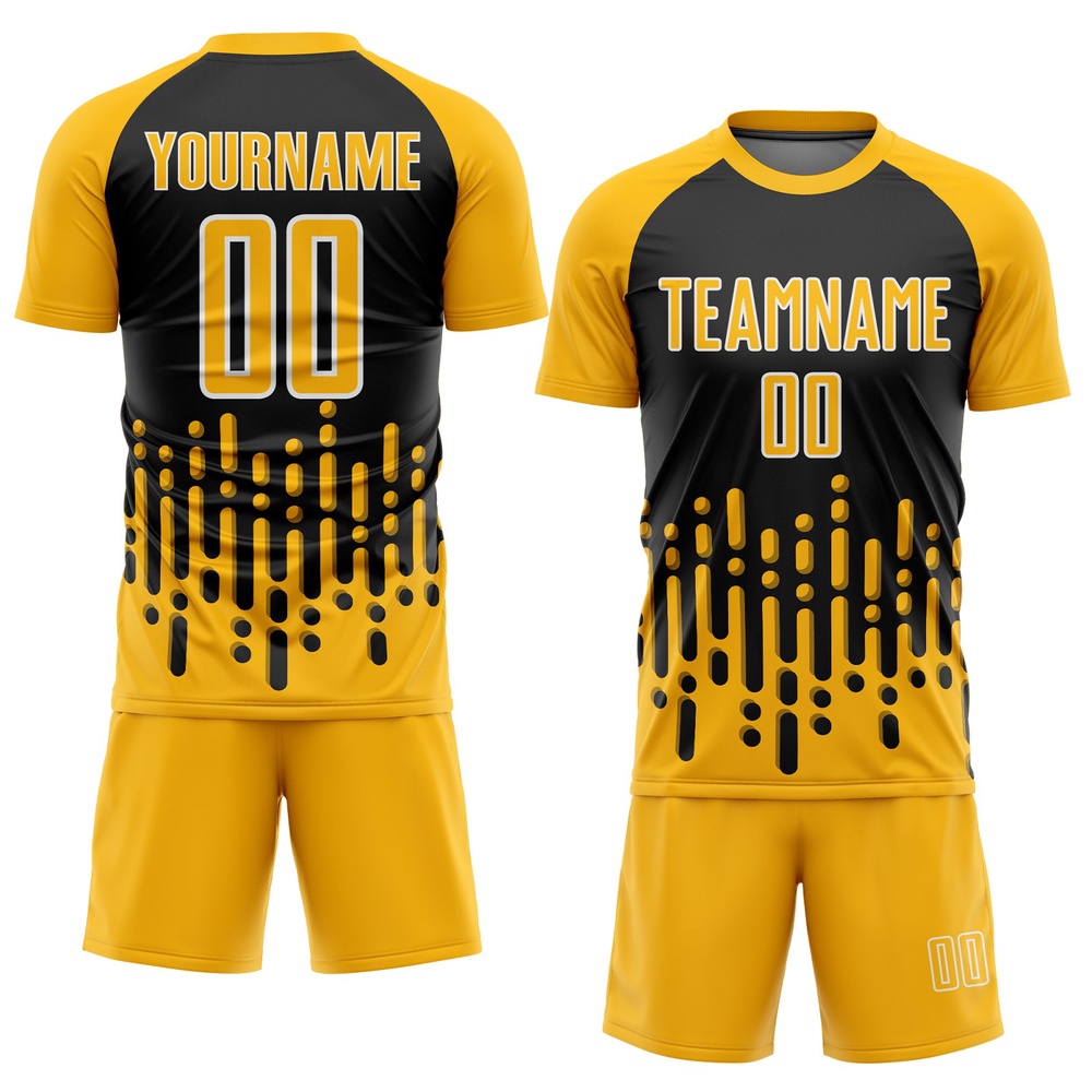 Gold Black White Abstract Fluid Wave Sublimation Soccer Uniform Jersey, Custom Team Soccer Jersey Shirt Gold Black White Abstract Fluid Wave Sublimation Soccer Uniform Jersey, Custom Team Soccer Jersey Shirt
