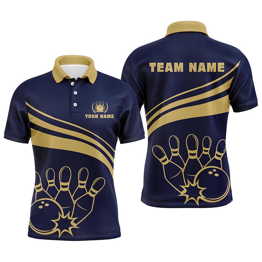 Gold Bowling Polo Shirts For Men, Custom Men’s Bowling Shirt Team Bowl Polo Shirt Navy, Personalized Bowling Team Shirt Gold Bowling Polo Shirts For Men, Custom Men’s Bowling Shirt Team Bowl Polo Shirt Navy, Personalized Bowling Team Shirt