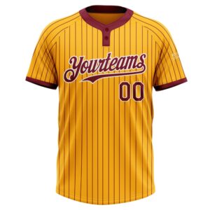 Gold Crimson Pinstripe White Two Button Unisex Softball Jersey Custom Team Softball Jersey 2 auz5br.jpg