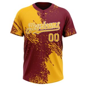 Gold Crimson White 3D Pattern Abstract Brush Stroke Two Button Unisex Softball Jersey Custom Team Softball Jersey 2 cty9hc.jpg