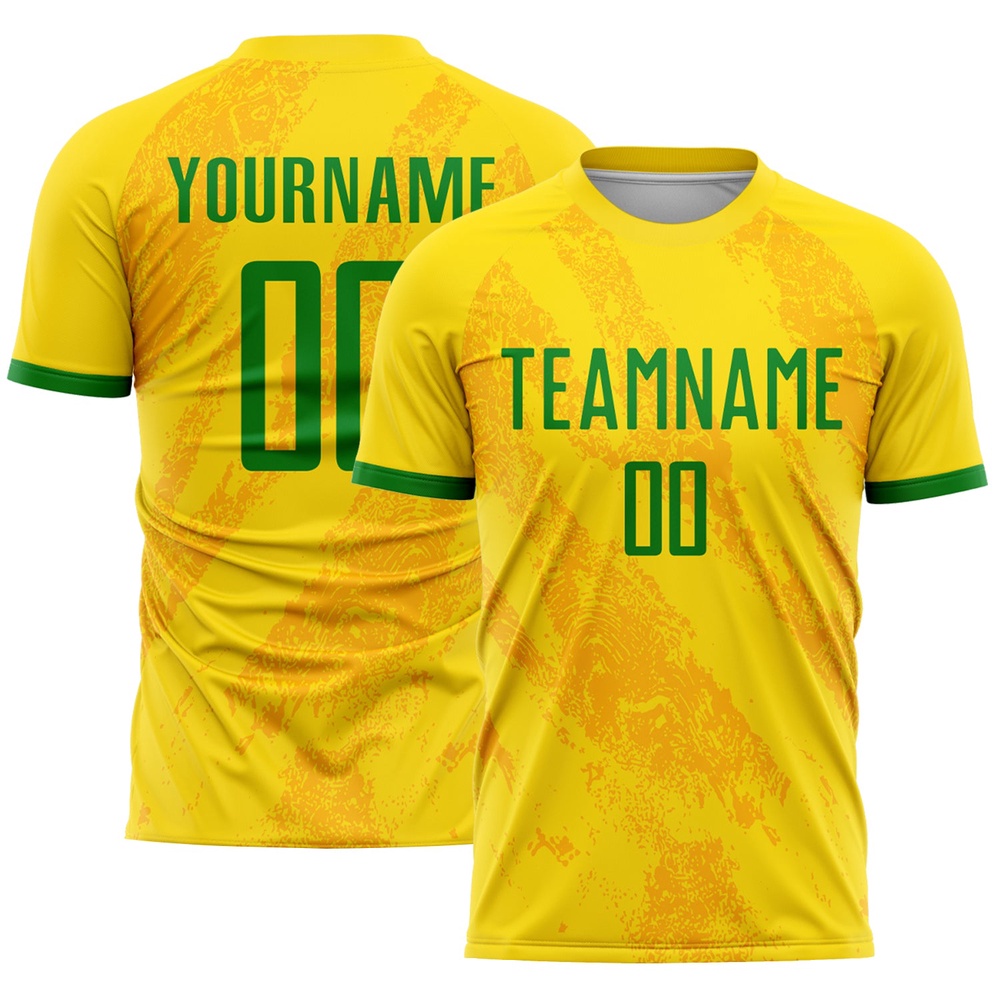 Gold Grass Green Sublimation Soccer Uniform Jersey, Custom Team Soccer Jersey Shirt
