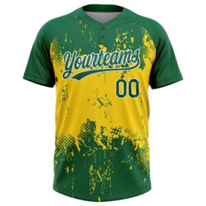 Gold Green White 3D Pattern Two Button Unisex Softball Jersey Custom Team Softball Jersey 2 luzjt8.jpg