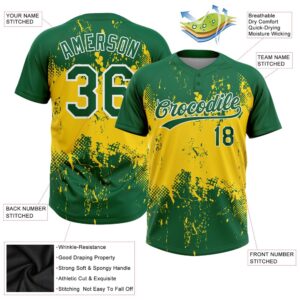 Gold Green White 3D Pattern Two Button Unisex Softball Jersey Custom Team Softball Jersey 3 ifzjoe.jpg