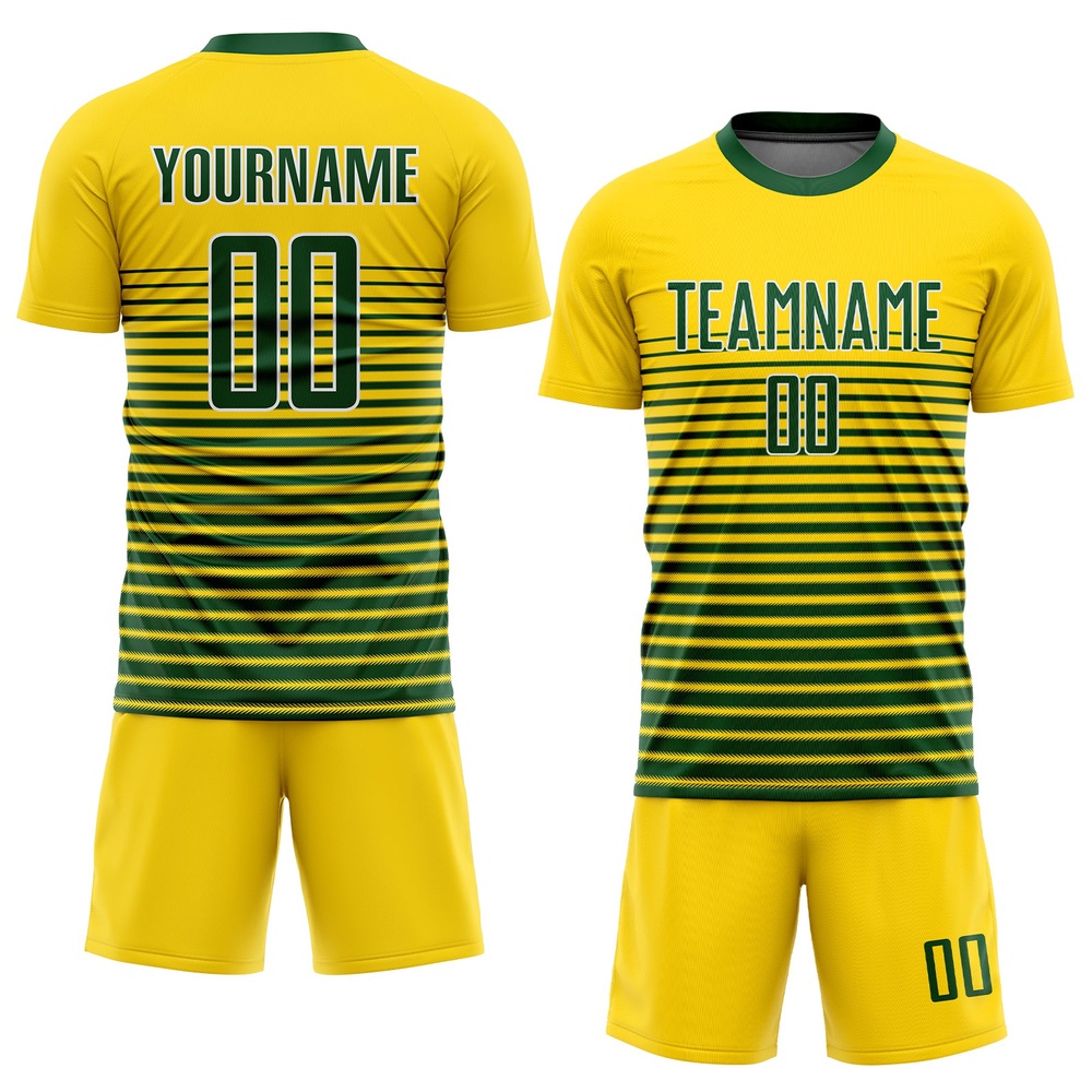 Gold Green White Sublimation Soccer Uniform Jersey, Custom Team Soccer Jersey Shirt Gold Green White Sublimation Soccer Uniform Jersey, Custom Team Soccer Jersey Shirt