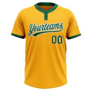 Gold Kelly Green White Two Button Unisex Softball Jersey Custom Team Softball Jersey 2 eiseo7.jpg