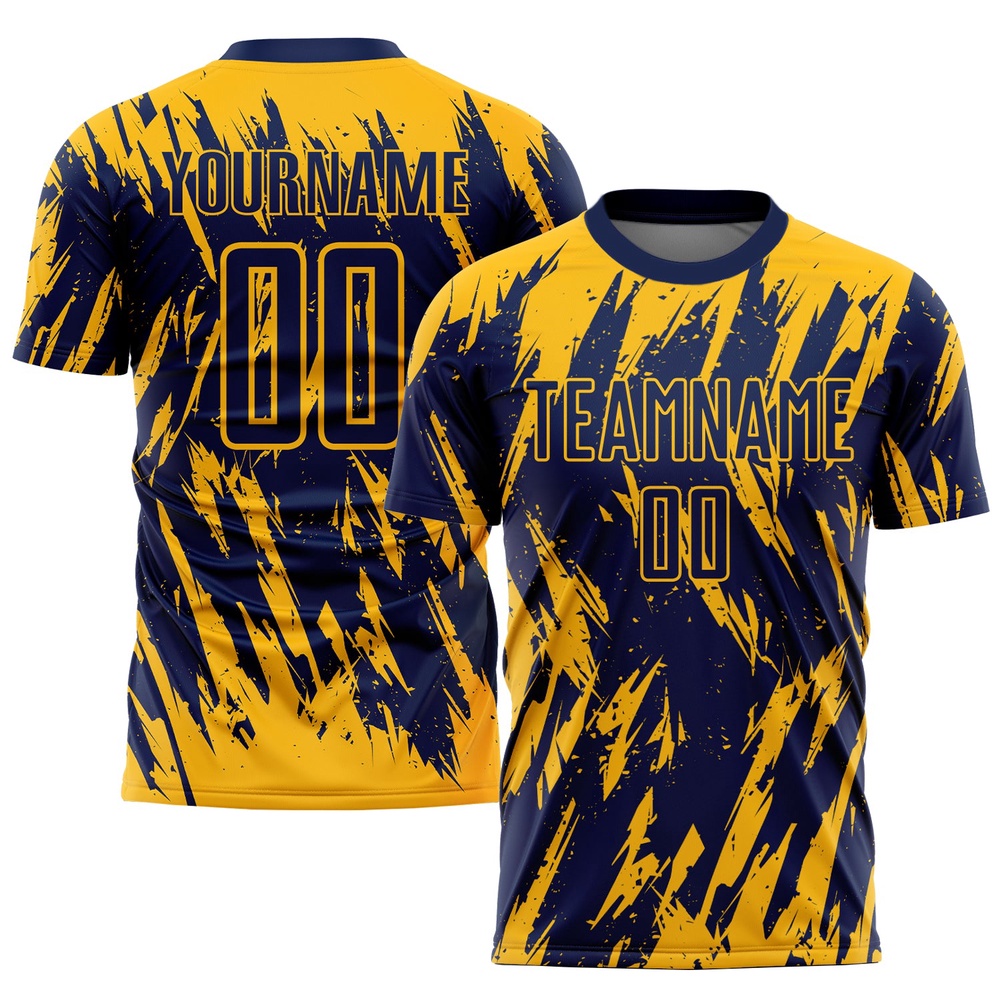 Gold Navy Sublimation Soccer Uniform Jersey, Custom Team Soccer Jersey Shirt Gold Navy Sublimation Soccer Uniform Jersey, Custom Team Soccer Jersey Shirt