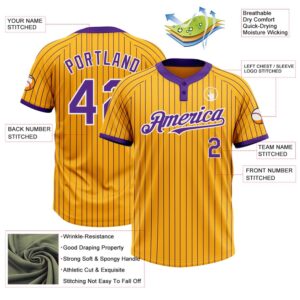 Gold Purple Pinstripe White Two Button Unisex Softball Jersey Custom Team Softball Jersey 3 knfbgz.jpg