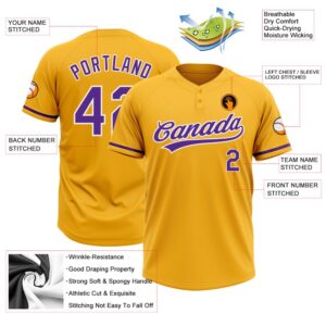 Gold Purple White Two Button Unisex Softball Jersey Custom Team Softball Jersey 3 hhrrto.jpg