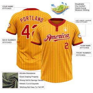Gold Red Pinstripe White Two Button Unisex Softball Jersey Custom Team Softball Jersey 3 qvx8aa.jpg