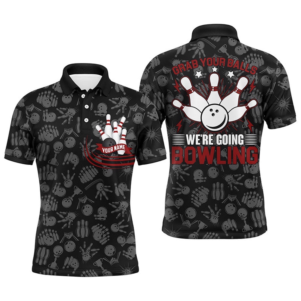 Grab Your Balls Funny Men Polo Bowling Shirt, Short Sleeves Bowlers Polo Shirt, Personalized Bowling Team Shirt Grab Your Balls Funny Men Polo Bowling Shirt, Short Sleeves Bowlers Polo Shirt, Personalized Bowling Team Shirt