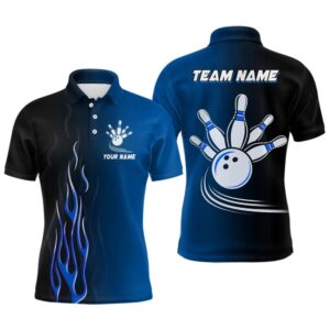 Gradient Black Blue Bowling League Polo Shirt…