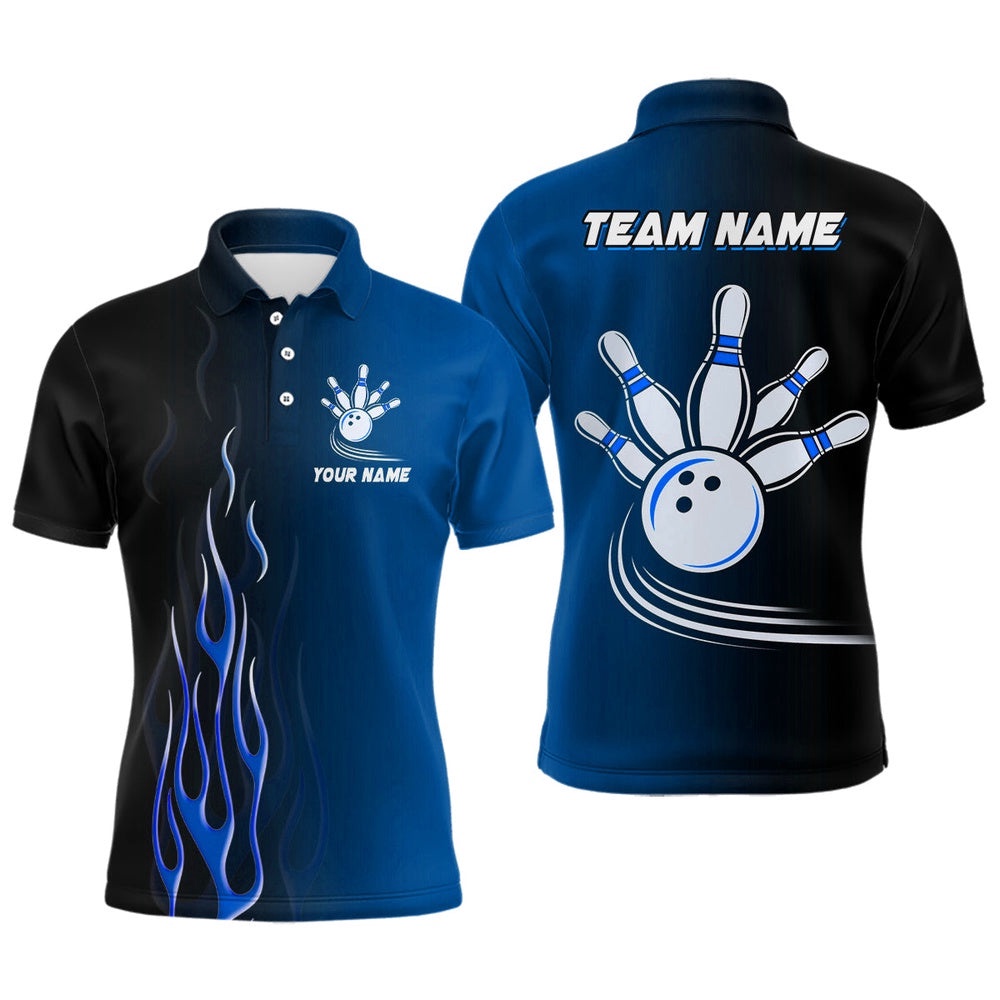 Gradient Black Blue Bowling League Polo Shirt Custom Men Bowling Polo Shirt, Gifts For Bowling Team, Personalized Bowling Team Shirt Gradient Black Blue Bowling League Polo Shirt Custom Men Bowling Polo Shirt, Gifts For Bowling Team, Personalized Bowling Team Shirt