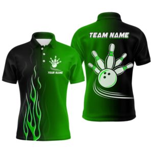 Gradient Black Green Bowling League Polo Shirt…