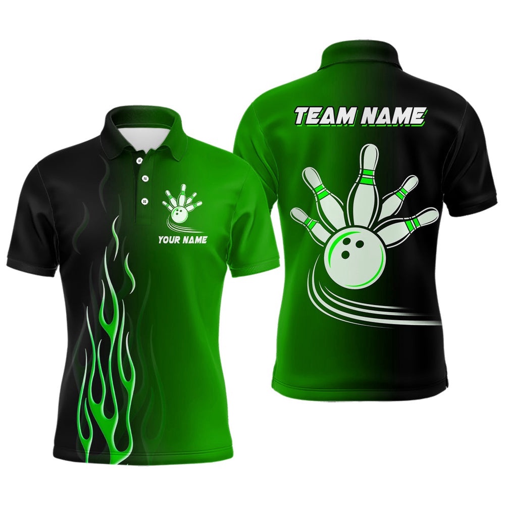 Gradient Black Green Bowling League Polo Shirt Custom Bowling Shirt For Men, Gifts For Bowling Team, Personalized Bowling Team Shirt Gradient Black Green Bowling League Polo Shirt Custom Bowling Shirt For Men, Gifts For Bowling Team, Personalized Bowling Team Shirt