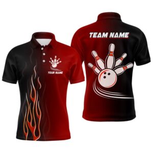 Gradient Black Red Bowling League Polo Shirt…