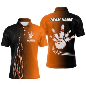 Gradient Orange Black Bowling League Polo Shirt…