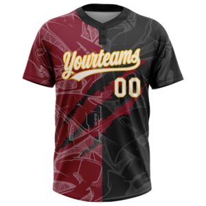 Graffiti Pattern Black Crimson Gold 3D Two Button Unisex Softball Jersey Custom Team Softball Jersey 2 hjm2vy.jpg