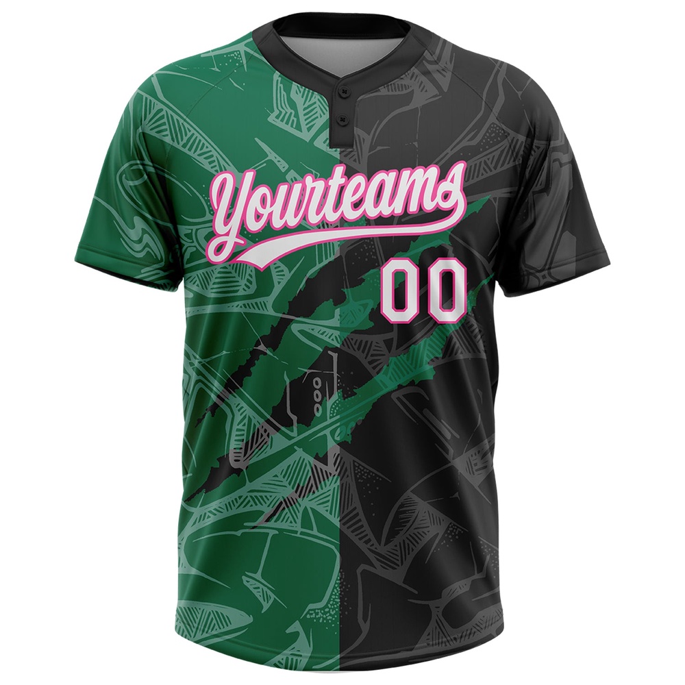 Graffiti Pattern Black Kelly Green Pink 3D Two Button Unisex Softball Jersey, Custom Team Softball Jersey Graffiti Pattern Black Kelly Green Pink 3D Two Button Unisex Softball Jersey, Custom Team Softball Jersey