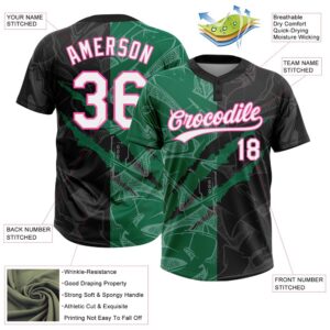 Graffiti Pattern Black Kelly Green Pink 3D Two Button Unisex Softball Jersey Custom Team Softball Jersey 3 nuaact.jpg