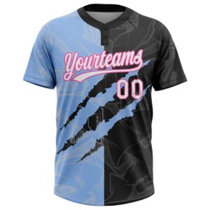 Graffiti Pattern Black Light Blue Pink 3D Two Button Unisex Softball Jersey Custom Team Softball Jersey 2 swowky.jpg