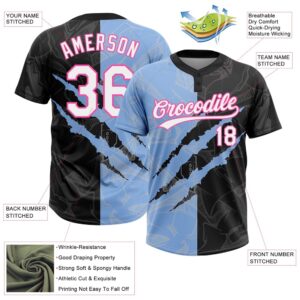 Graffiti Pattern Black Light Blue Pink 3D Two Button Unisex Softball Jersey Custom Team Softball Jersey 3 g2uaew.jpg
