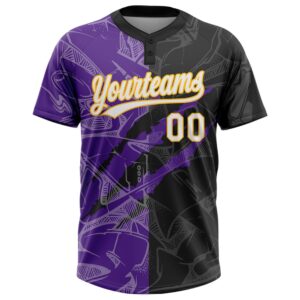 Graffiti Pattern Black Purple Gold 3D Two Button Unisex Softball Jersey Custom Team Softball Jersey 2 mh9zpe.jpg