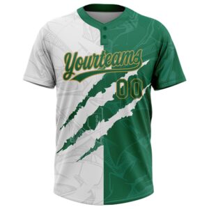 Graffiti Pattern Kelly Green Old Gold 3D Two Button Unisex Softball Jersey Custom Team Softball Jersey 2 yivgac.jpg