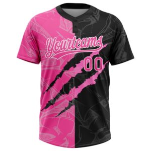 Graffiti Pattern Pink Black 3D Two Button Unisex Softball Jersey Custom Team Softball Jersey 2 knfnpk.jpg