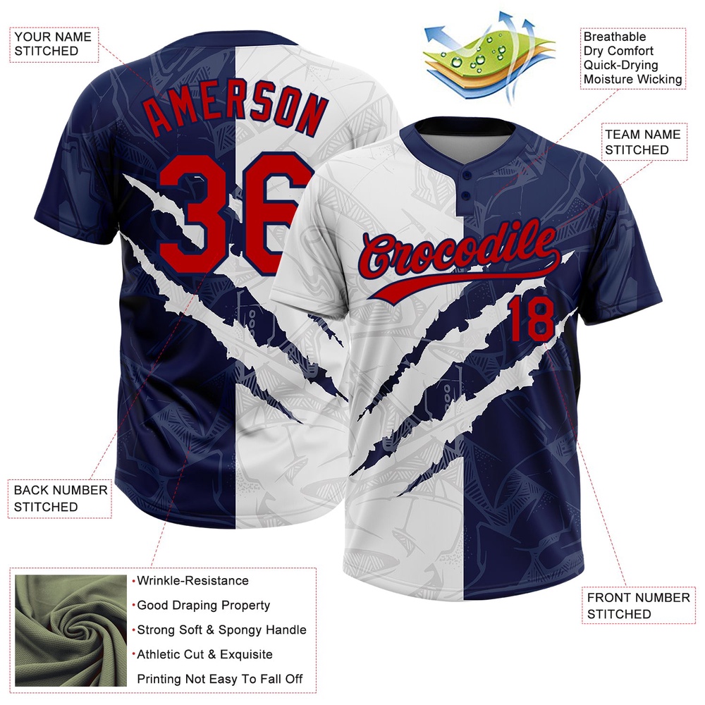 Graffiti Pattern Red Navy 3D Two Button Unisex Softball Jersey, Custom Team Softball Jersey Graffiti Pattern Red Navy 3D Two Button Unisex Softball Jersey, Custom Team Softball Jersey