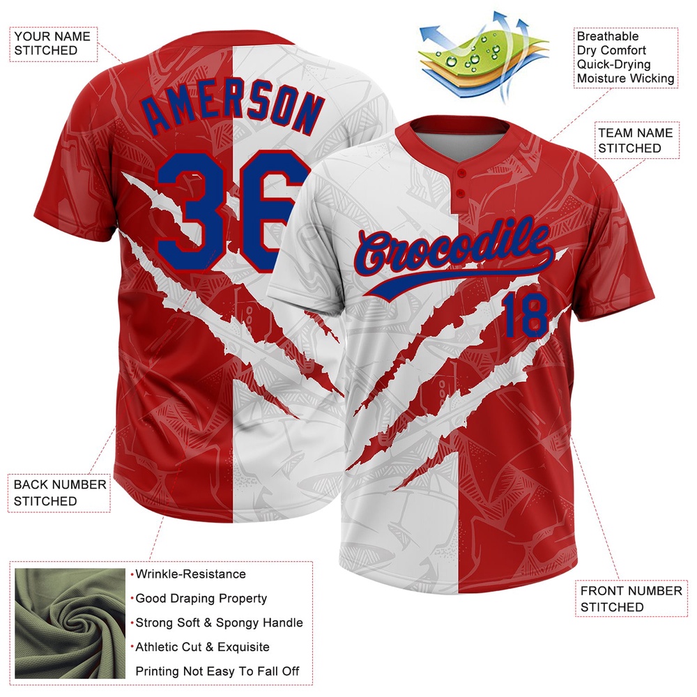 Graffiti Pattern Royal Red 3D Two Button Unisex Softball Jersey, Custom Team Softball Jersey Graffiti Pattern Royal Red 3D Two Button Unisex Softball Jersey, Custom Team Softball Jersey
