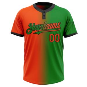 Grass Green Orange Black Gradient Fashion Two Button Unisex Softball Jersey Custom Team Softball Jersey 2 yelcsn.jpg