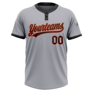 Gray Black Orange Two Button Unisex Softball Jersey Custom Team Softball Jersey 2 vu86c7.jpg