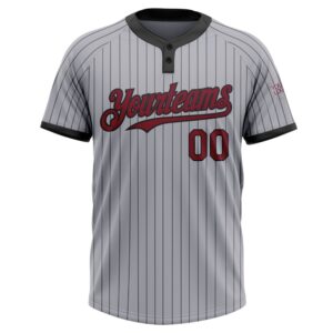 Gray Black Pinstripe Crimson Two Button Unisex Softball Jersey Custom Team Softball Jersey 2 fgjrd1.jpg