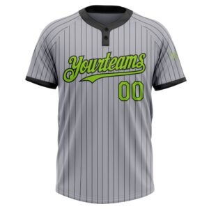 Gray Black Pinstripe Neon Green Two Button Unisex Softball Jersey Custom Team Softball Jersey 2 qvmoor.jpg