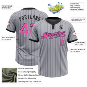 Gray Black Pinstripe Pink Light Blue Two Button Unisex Softball Jersey Custom Team Softball Jersey 3 zjt6th.jpg