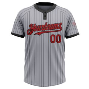 Gray Black Pinstripe Red Two Button Unisex Softball Jersey Custom Team Softball Jersey 2 exrol6.jpg