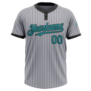 Gray Black Pinstripe Teal Two Button Unisex Softball Jersey Custom Team Softball Jersey 2 imrlqa.jpg