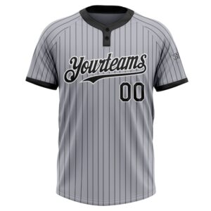 Gray Black Pinstripe White Two Button Unisex Softball Jersey Custom Team Softball Jersey 2 oasujy.jpg