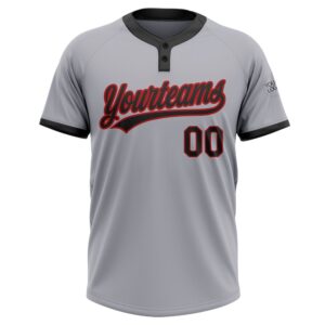 Gray Black Red Two Button Unisex Softball Jersey Custom Team Softball Jersey 2 lwrtoz.jpg