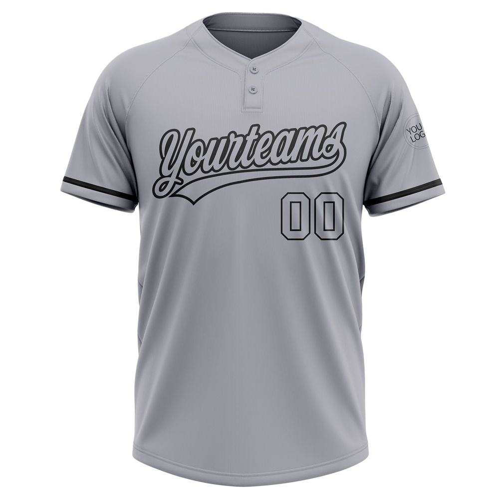 Gray Black Two Button Unisex Softball Jersey, Custom Team Softball Jersey Gray Black Two Button Unisex Softball Jersey, Custom Team Softball Jersey