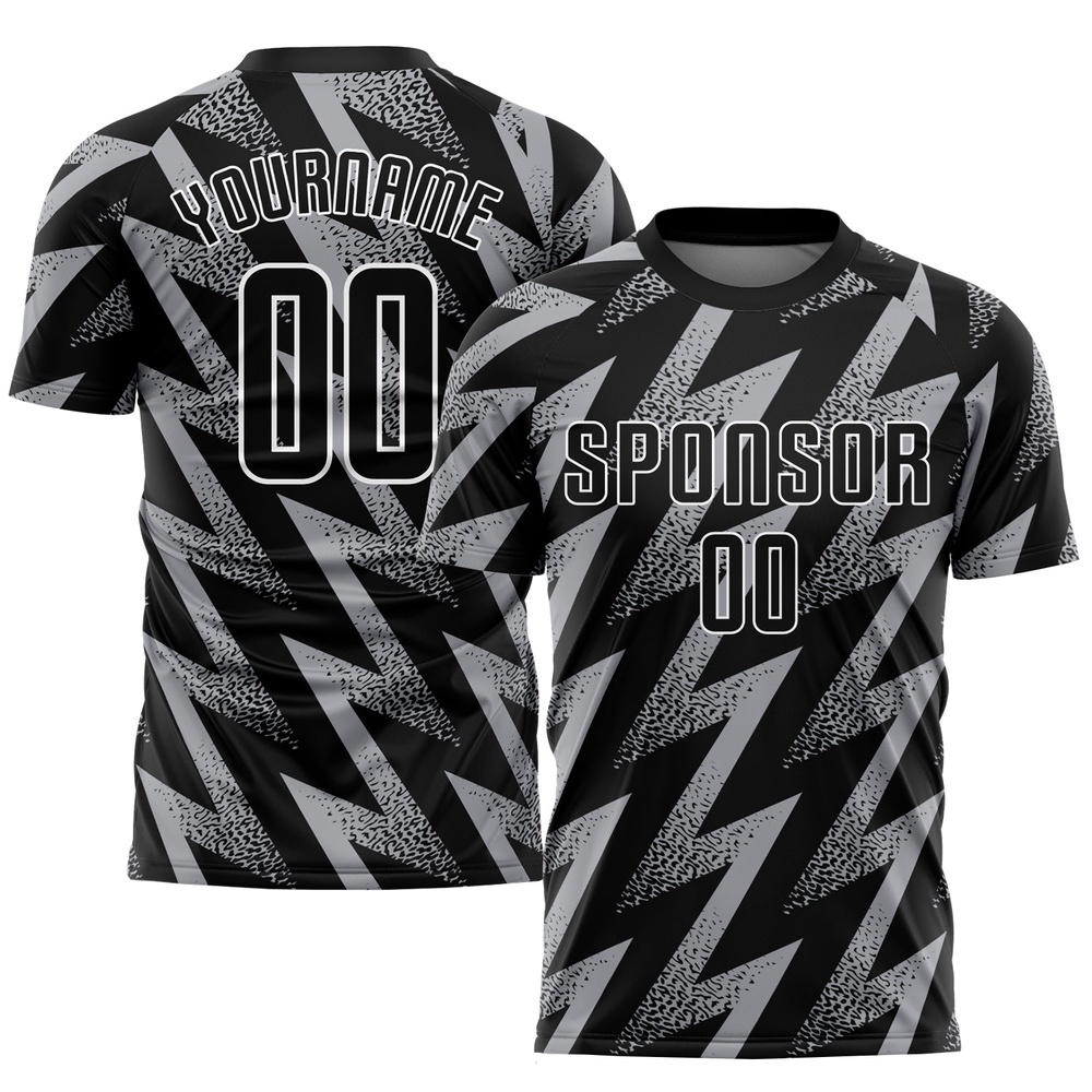Gray Black White Sublimation Soccer Uniform Jersey, Custom Team Soccer Jersey Shirt Gray Black White Sublimation Soccer Uniform Jersey, Custom Team Soccer Jersey Shirt