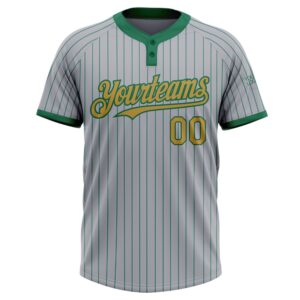 Gray Kelly Green Pinstripe Old Gold Two Button Unisex Softball Jersey Custom Team Softball Jersey 2 adbhq7.jpg