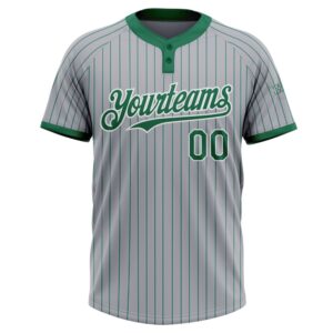 Gray Kelly Green Pinstripe White Two Button Unisex Softball Jersey Custom Team Softball Jersey 2 nn5jkd.jpg