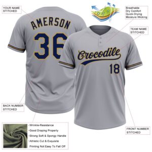 Gray Navy Old Gold Two Button Unisex Softball Jersey Custom Team Softball Jersey 3 gownfa.jpg