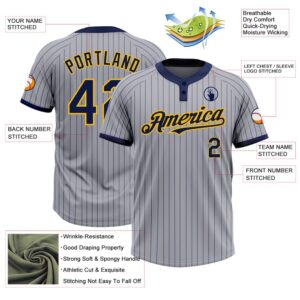 Gray Navy Pinstripe Gold Two Button Unisex Softball Jersey Custom Team Softball Jersey 3 fagssu.jpg